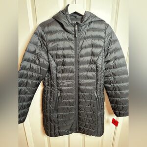 Black Quilted Hooded Jacket